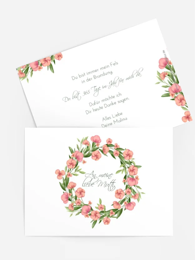 Grußkarte zum Muttertag Kranz Für Mama