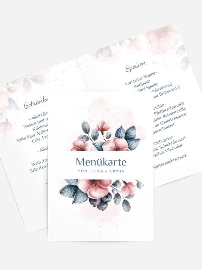Menükarte Präsente Blumenflut