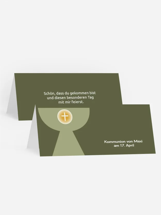 Kommunion Tischkarte Kelch mit Hostie Kommunion Tischkarte Kelch mit Hostie