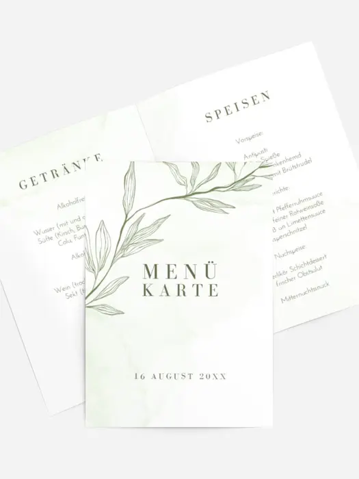 Menükarte Taufe Geschichte der Natur