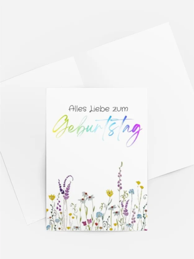 „Geburtstagskarte Regenbogenblüte – Alles Liebe zum Geburtstag“