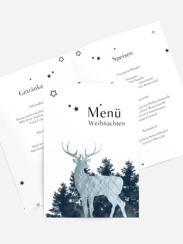 Weihnachtsmenükarte Hirsch