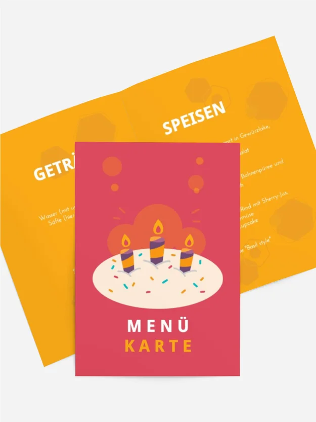 Menükarte Geburtstag Kuchen und Kerzen