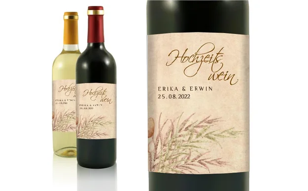 Hochzeit Flaschenetiketten Liebe Palme