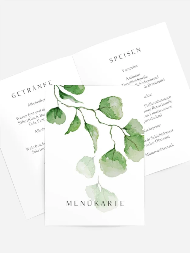 Menükarte Taufe Fallende Blätter