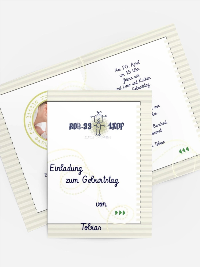 Einladungskarte Geburtstag kleiner Roboter Foto Einladungskarte Geburtstag kleiner Roboter Foto