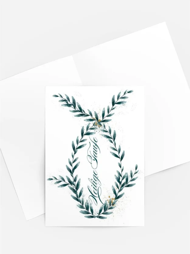 „Einladungskarte Heilige Taufe – Aquarell Fisch & Eukalyptus“