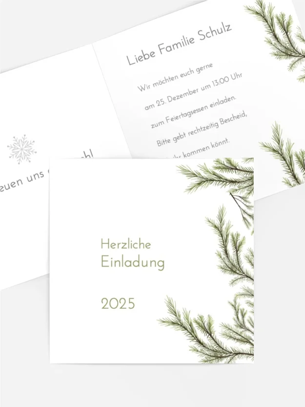 Weihnachtseinladung Tannenzweige