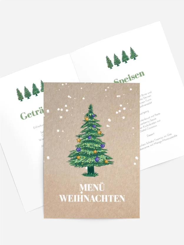 Menükarte Weihnachten Hauptbaum