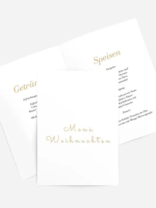 Menükarte Weihnachten Feiertagsveranstaltungen