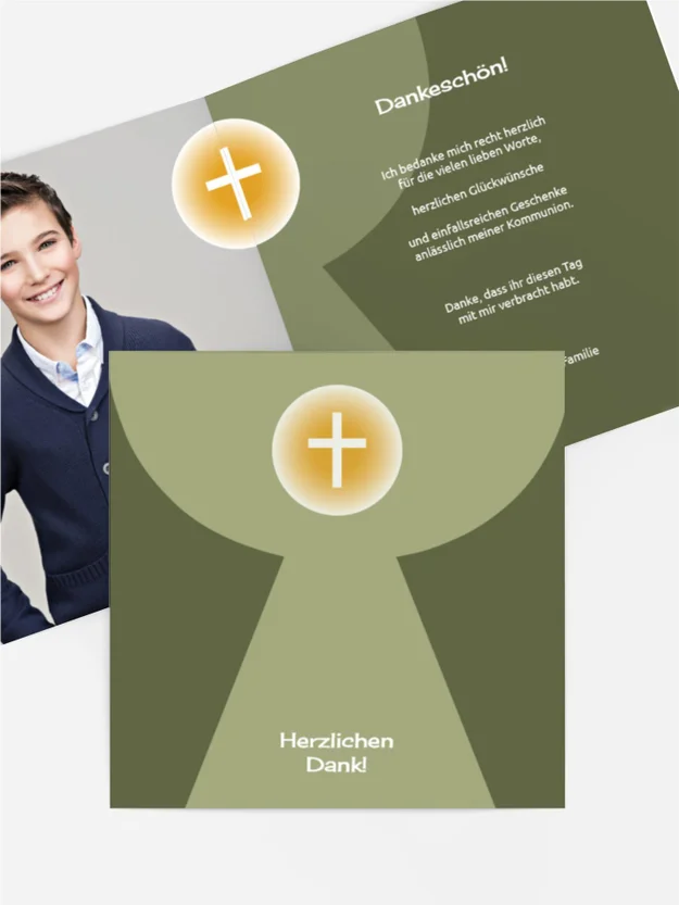 Kommunion Dankeskarte Kelch mit Hostie Kommunion Dankeskarte Kelch mit Hostie