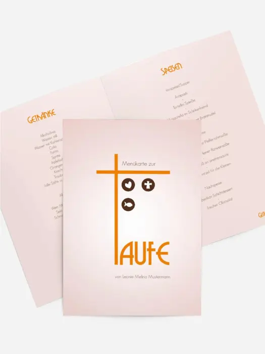 Menükarte zur Taufe Taufkreuz