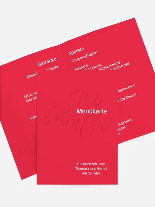 Menükarte Liebesbrief