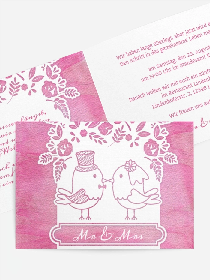 Hochzeitseinladung Vogelpaar Hochzeitseinladung Vogelpaar