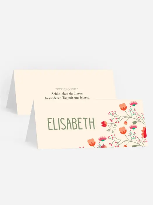 Tischkarte Lebendiger Blumenstrauß