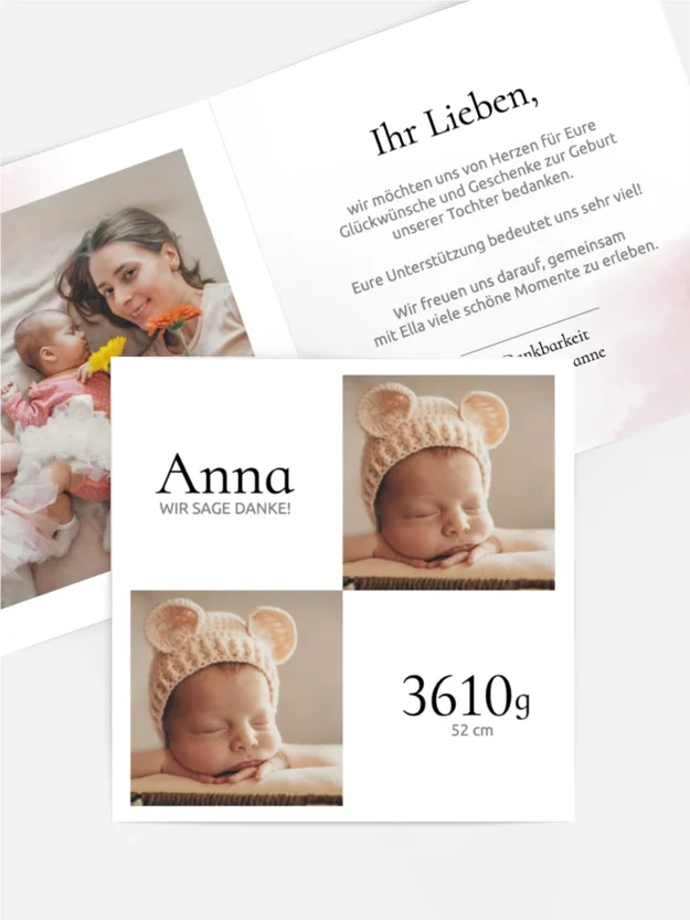 Baby Dankeskarte Kleine Quadrate