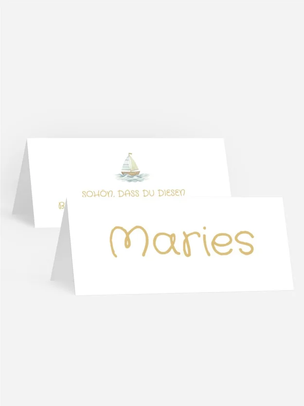 Tischkarte Taufe Einsames Boot