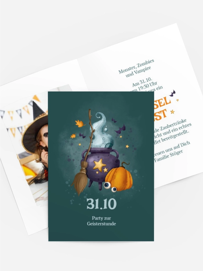 Halloween Einladung Hexenset