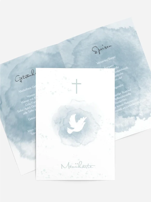 Menükarte Konfirmation Friedenstaube