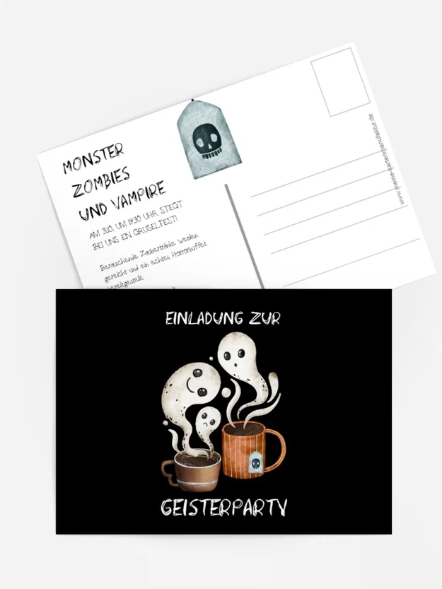 Halloween Einladung Geistertasse