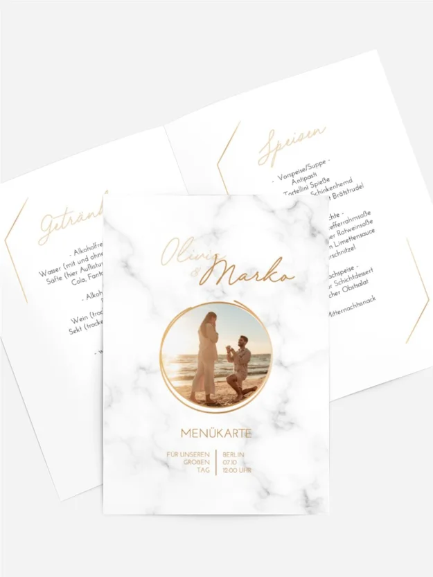 Menükarte Marmorkiste