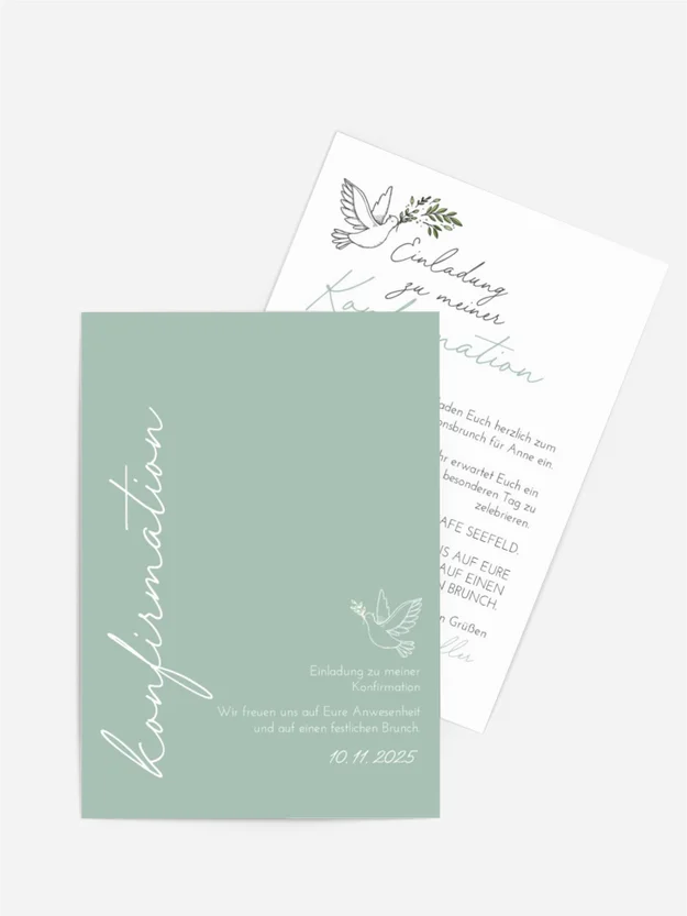 Einladungskarte Konfirmation Vogel des Friedens