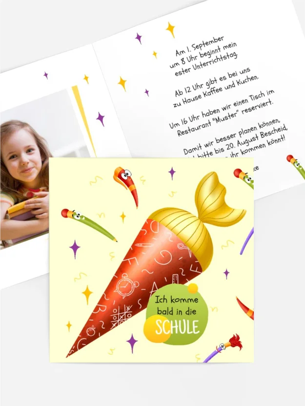 Einladungskarte Einschulung Schultüte Einladungskarte Einschulung Schultüte