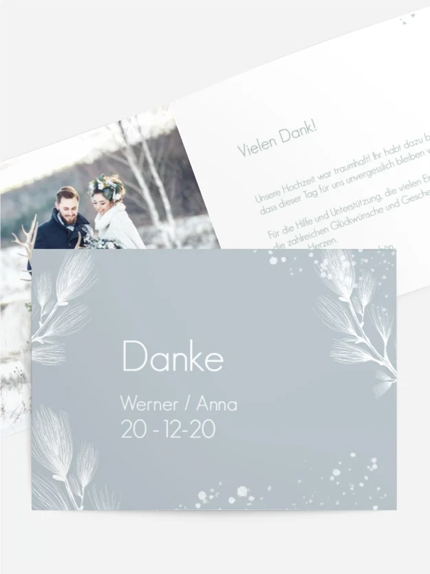 Dankeskarte Hochzeit "Eiskristalle"