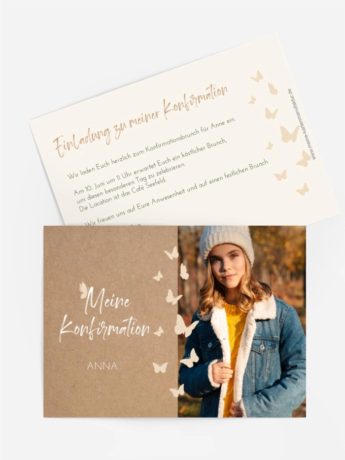Einladungskarte Konfirmation Magische Schmetterlinge