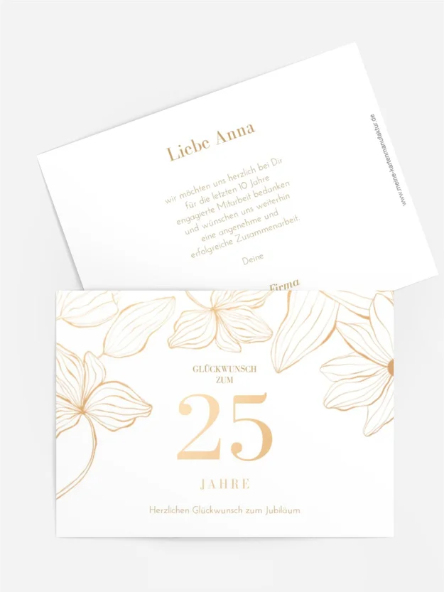 Jubiläumskarten Goldene Blumen