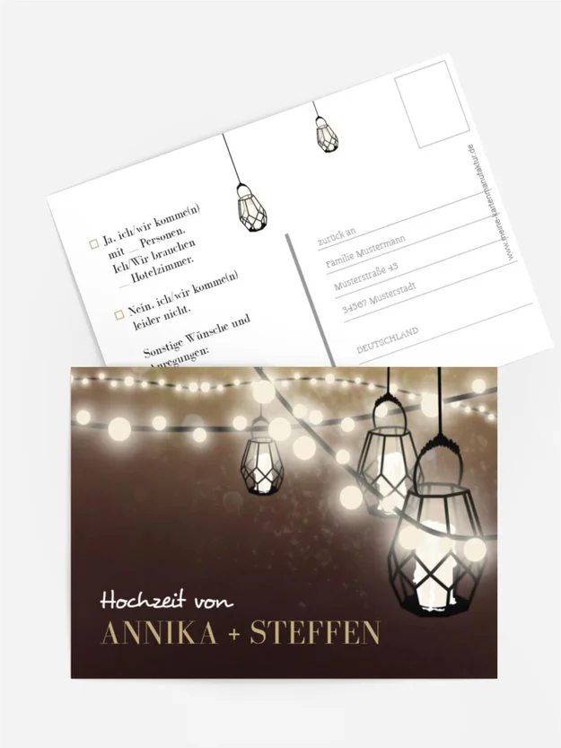 Anwortkarte Vintage Laterne