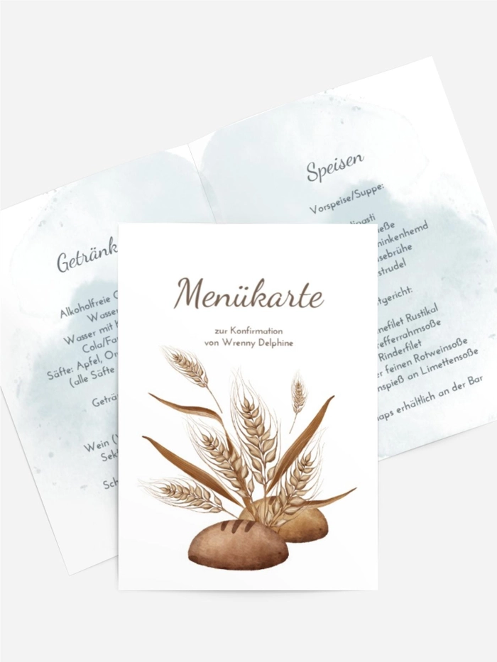 Menükarte Konfirmation Goldene Ährchen Menükarte Konfirmation Goldene Ährchen