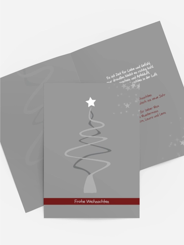 Weihnachtsgrußkarte Privat Schnörkelbaum