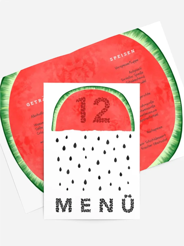 Menükarte Geburtstag Wassermelone