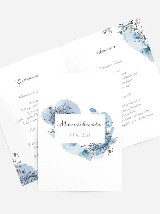 Menükarte Konfirmation Aquarellblumen