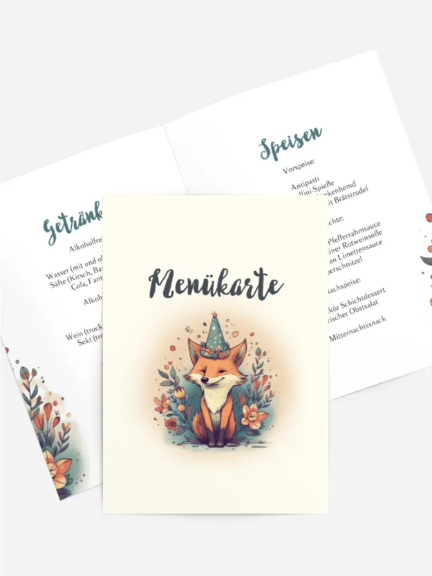 Menükarte Taufe Kleiner Fuchs