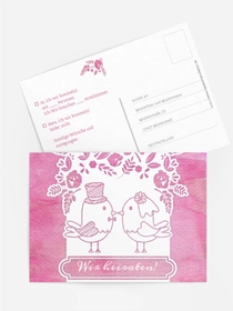 Antwortkarte zur Hochzeit Vogelpaar Antwortkarte zur Hochzeit Vogelpaar