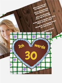 Geburtstagseinladungskarte Lebkuchenherz 30 Foto