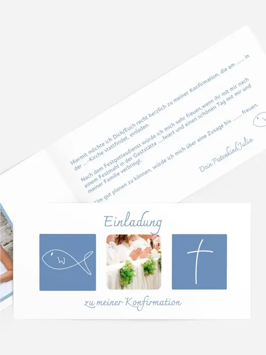 Einladungskarte Konfirmation_White