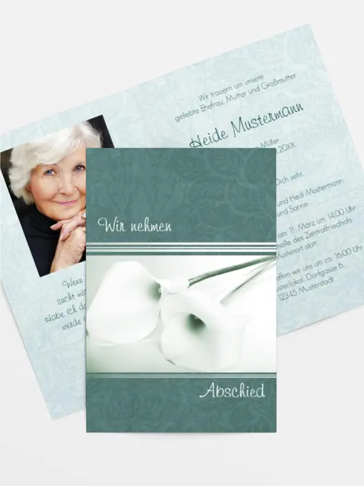 Trauerkarte Calla Lilie hoch