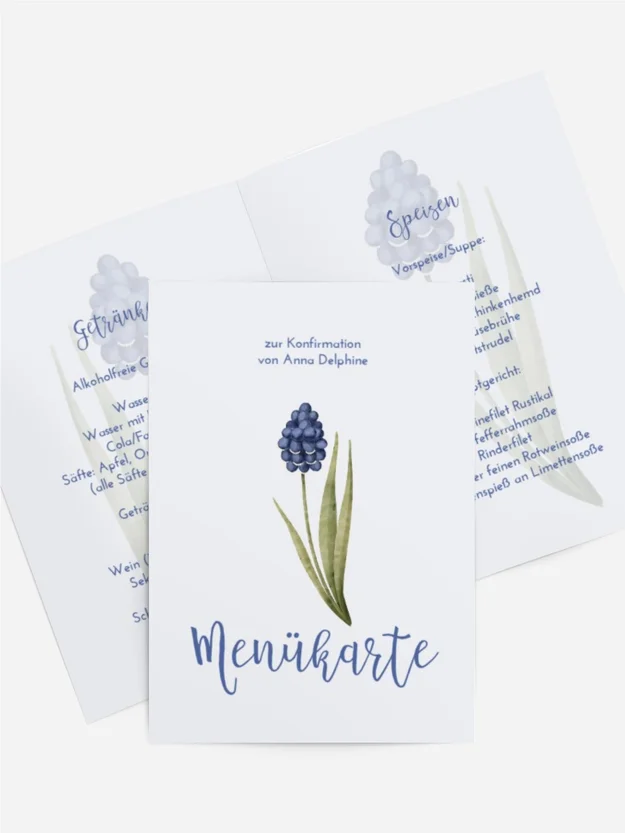 Menükarte Konfirmation  Zarte Blumen