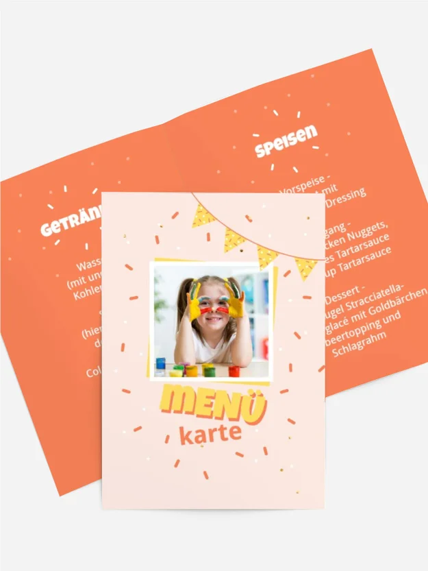 Menükarte Geburtstag Feierlaune