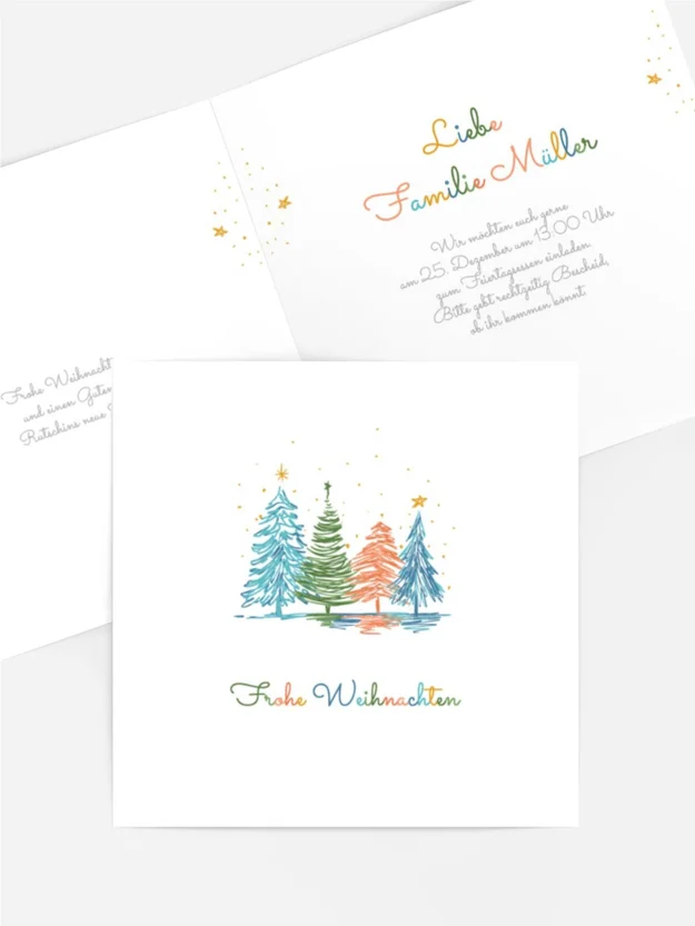 Einladung Weihnachten Bunte Zweige Einladung Weihnachten Bunte Zweige