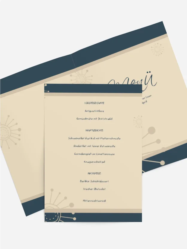 Menükarte Kommunion Blumen Menükarte Kommunion Blumen