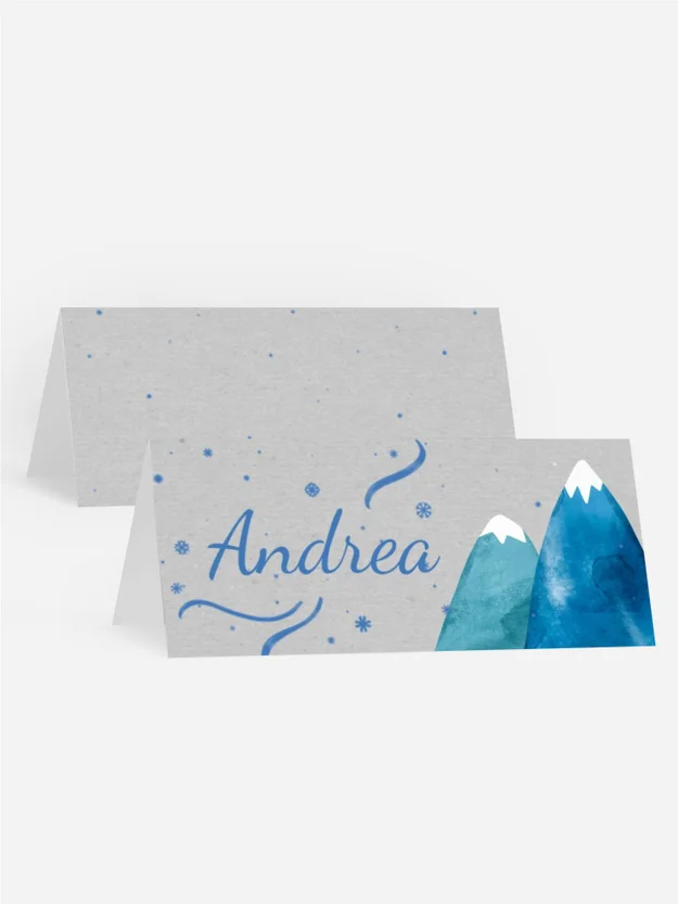Tischkarte Weihnachten Schneebedeckte Berge