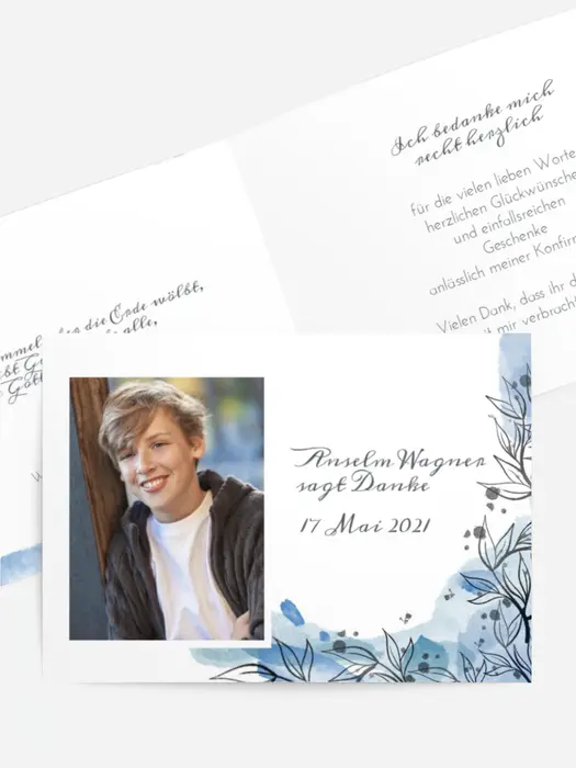 Dankeskarte Konfirmation Aquarellblumen