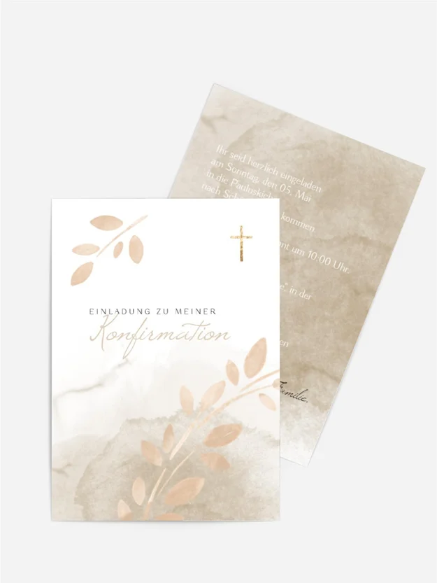 Einladungskarte Konfirmation Goldene Zweige