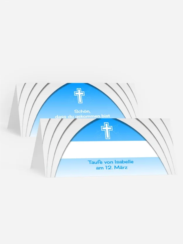 Tischkarte Taufe Gotischer Bogen Tischkarte Taufe Gotischer Bogen