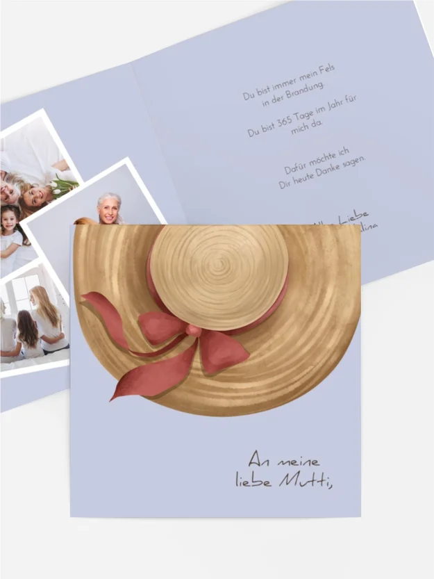 Grußkarte zum Muttertag Mutters Hut