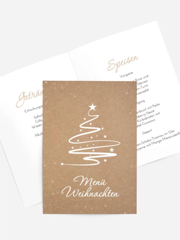 Menükarte Weihnachten Weihnachtsbaum funkeln